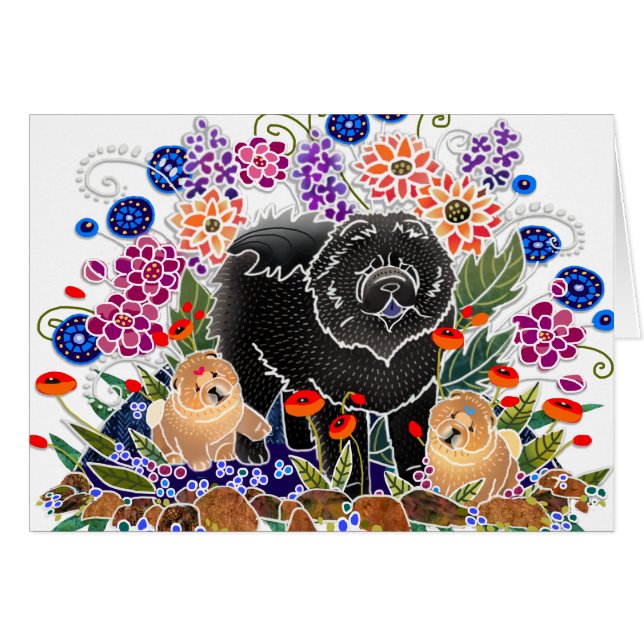 GARDEN PARTY Chow - Kunstkarten von Sandra Miller (Vorderseite (Horizontal))