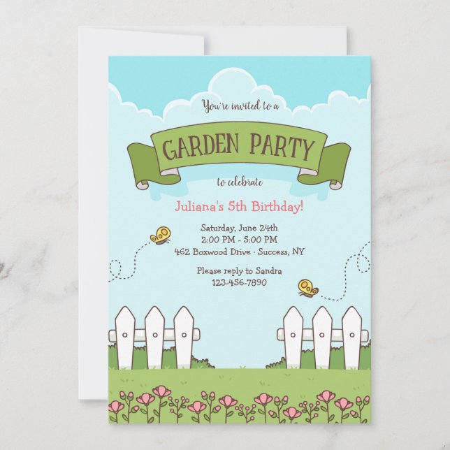 Garden Party Geburtstag Einladung (Vorderseite)