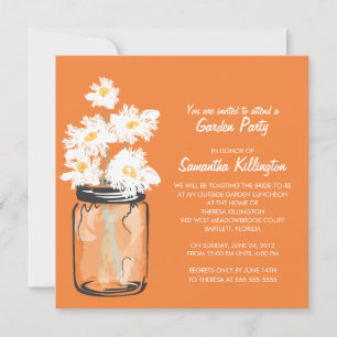 Garden Party Mason Jar & White Daisies Einladung