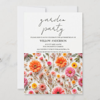 Garden Party, Wildblume Geburtstagsparty Einladung