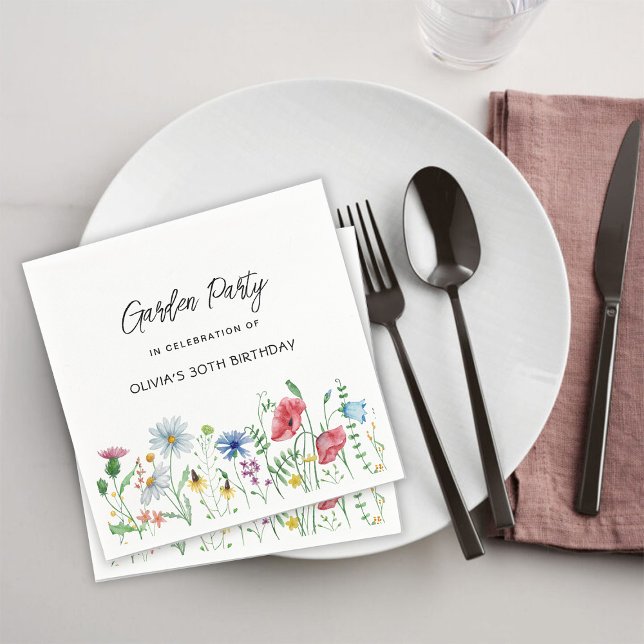 Garden Party Wildblumen Geburtstag Serviette (Von Creator hochgeladen)