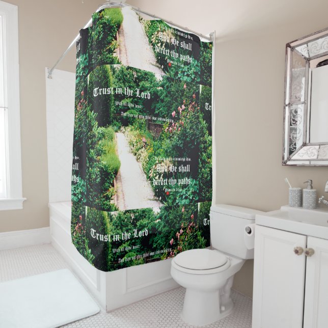 Garden Path with Proverbs 3:5-6 Duschvorhang (Beispiel)