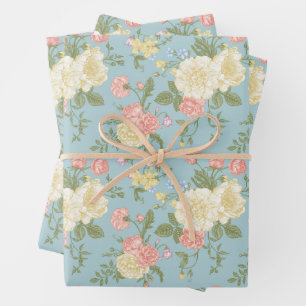 Garden Peony Floral Pattern Geschenkpapier Set