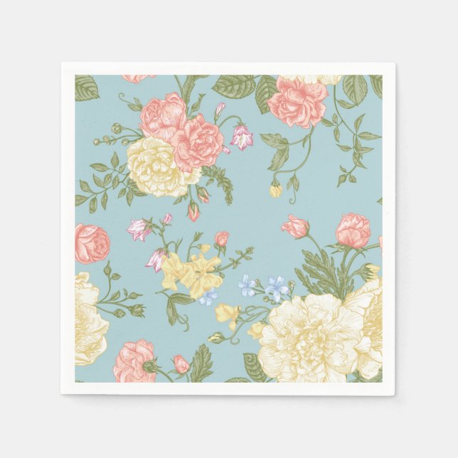 Garden Peony Floral Pattern Serviette (Vorderseite)