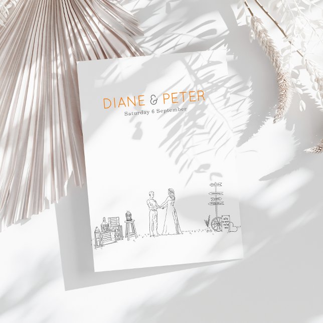 Garden Picnic Minimalistisch Black and White Weddi Einladung (Von Creator hochgeladen)