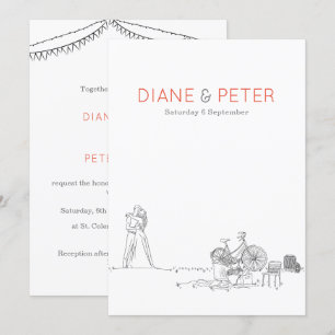 Garden Picnic Minimalistisch Black and White Weddi Einladung