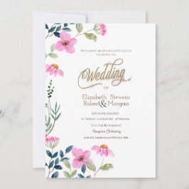 Garden Pink Blume Hochzeit Einladung