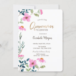 Garden Pink Blume Quinceañera Einladung