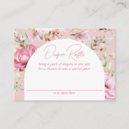 Garden Pink Floral Diaper Raffle Begleitkarte