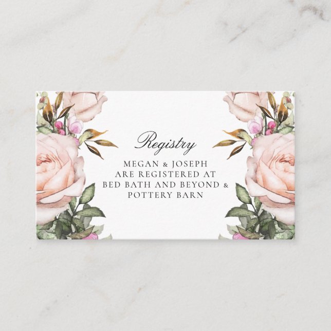 Garden Pink Floral Registry Card Begleitkarte (Vorderseite)