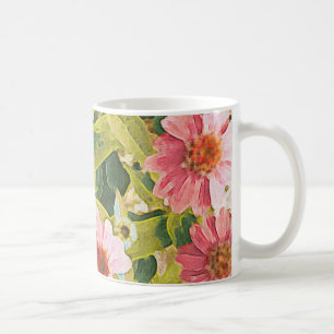 Garden Pink schmückt Grüne Blätter Originelle Kuns Kaffeetasse