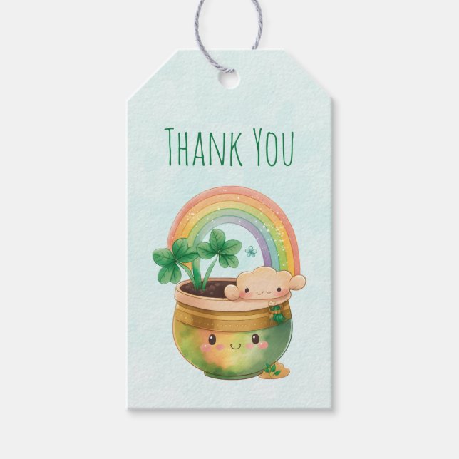 Garden Planter mit Regenbogen & Klee Vielen Dank Geschenkanhänger (Vorderseite)