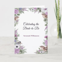 Garden Purple Green Floral Songbirds Bridal Shower