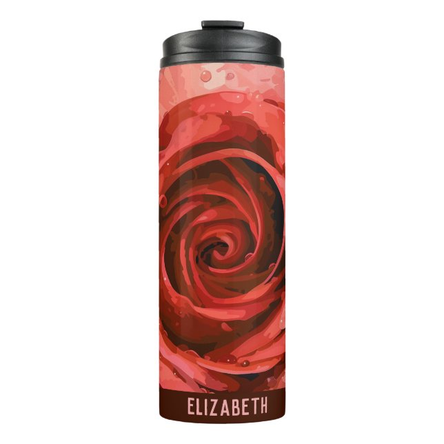 Garden Rose Black Custom Thermosbecher (Vorderseite)