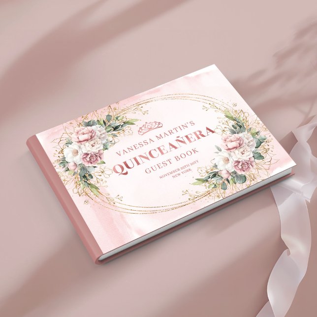 Garden Rose Gold Floral Greenery Quince Guest Book Gästebuch (Garden Rose Gold Floral Greenery Quince Guest Book)