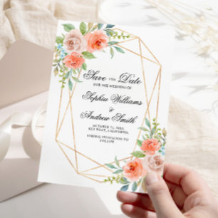 Garden Rose & Gold Rahmen Save the Date Einladung