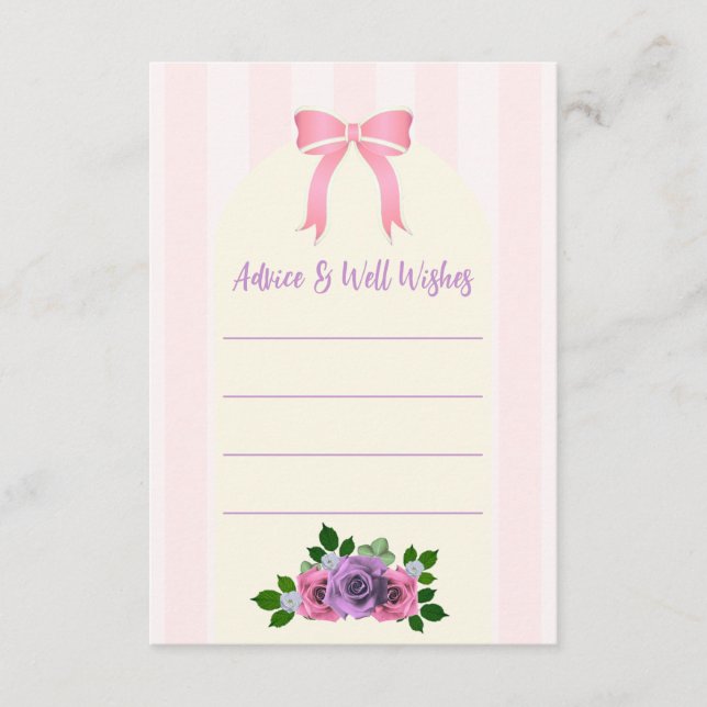 Garden Rose Pink Baby Dusche Hinweiskarte (Vorderseite)