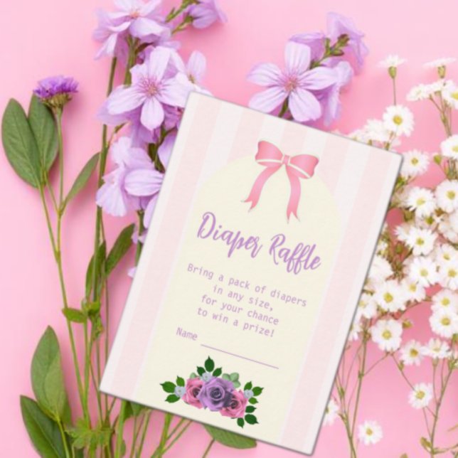 Garden Rose Pink Baby Dusche Windelwanne Raffel Begleitkarte (Von Creator hochgeladen)