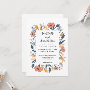 Garden Rustic Wildblume Floral Wedding Einführung Einladung