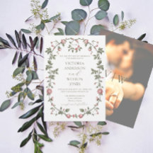 Garden Sage Green Wedding Foto Einladung