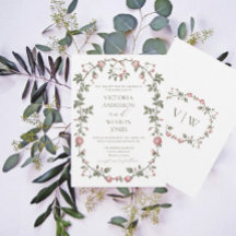 Garden Sage Green Wedding Monogram Einladung