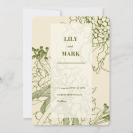 Garden Scabiosa Blume Linie Abbildung. Einladung