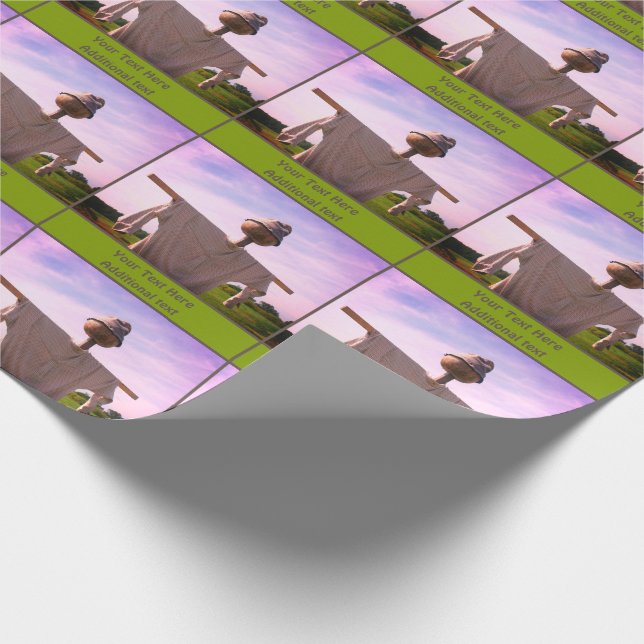 Garden Scarecrow Natur Personalisiert Geschenkpapier (Ecke)