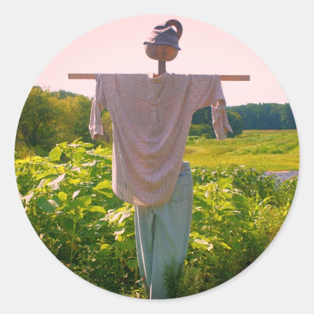 Garden Scarecrow Nature Runder Aufkleber (Vorderseite)