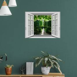 Garden Scene Fake Window View 3D Poster