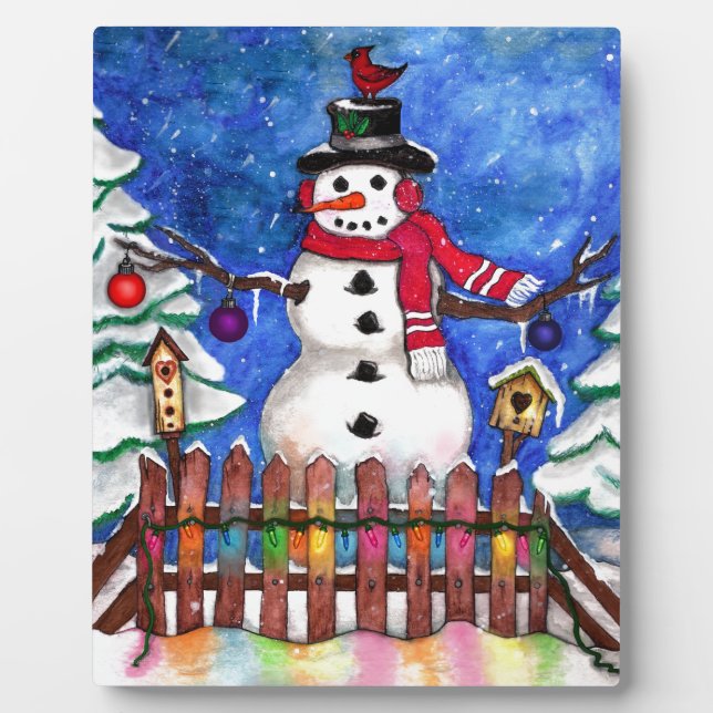 Garden Snowman Fotoplatte (Vorderseite)