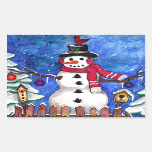 Garden Snowman Rechteckiger Aufkleber