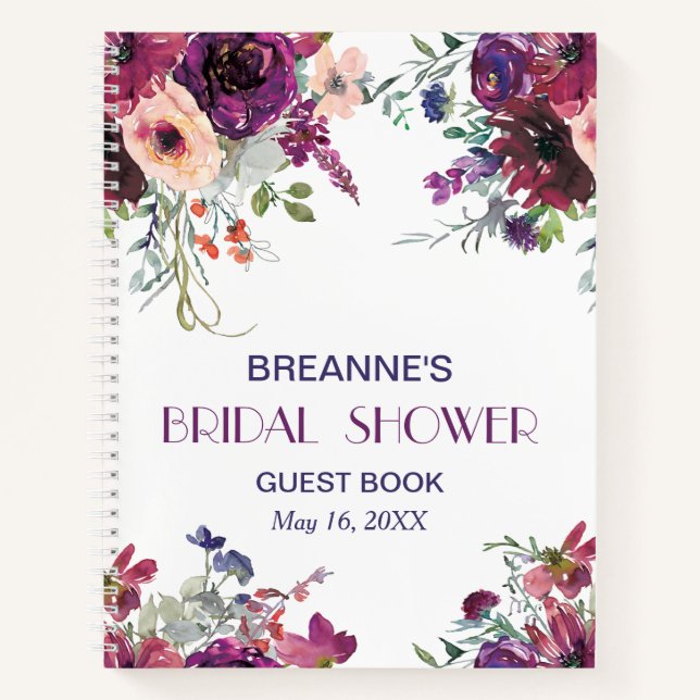 Garden Splash Floral Brautparty Gästebuch Notizbuch (Vorderseite)