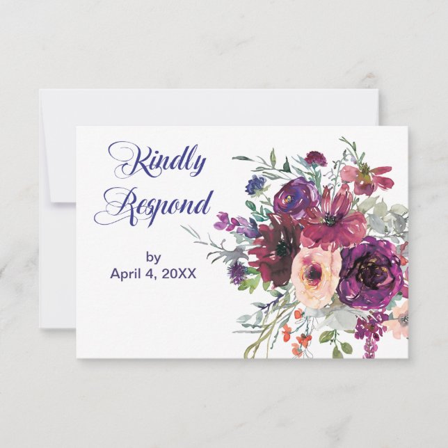 Garden Splash Modern Floral Wedding RSVP (Vorderseite)