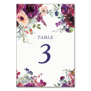 Garden Splash Moderne Blumenhochzeit Tischnummer