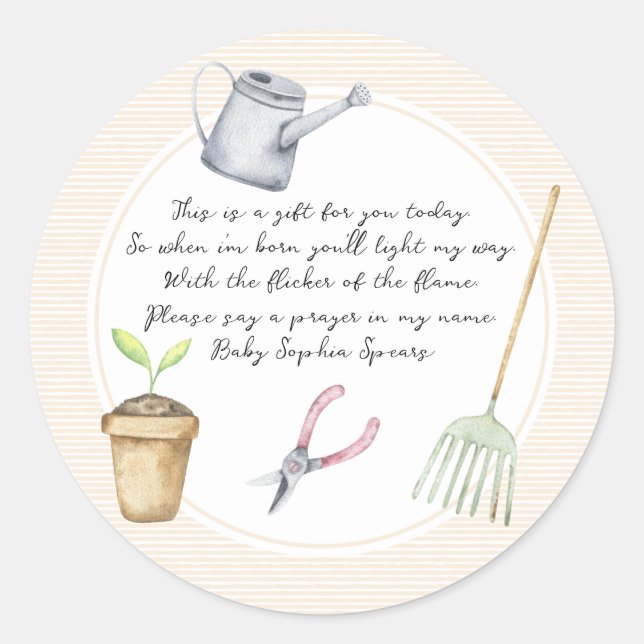 Garden Sprout Pray Candle Runder Aufkleber (Vorderseite)
