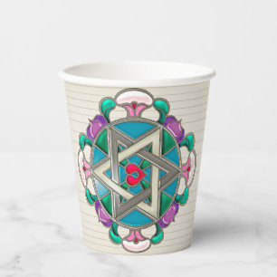 Garden Star in Lilac Shabbos Paper Cups Pappbecher