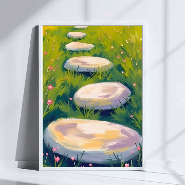 Garden Stepping Stones Watercolor Painting Poster (Von Creator hochgeladen)
