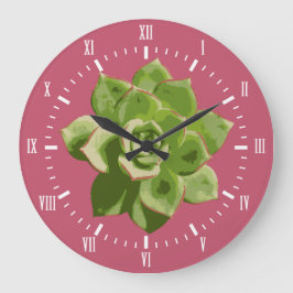 Garden Succulent White Roman Numerals Name Große Wanduhr