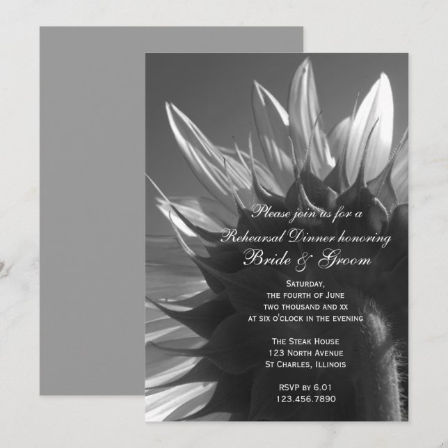 Garden Sunflower Hochzeit Probe Dinner Einladung (Vorne/Hinten)