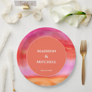 Garden Sunrise Pink Orange Hochzeit Pappteller