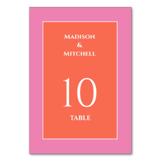 Garden Sunrise Pink Orange Hochzeit Tischnummer