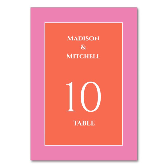 Garden Sunrise Pink Orange Hochzeit Tischnummer (Vorderseite)