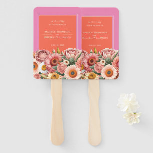 Garden Sunrise Pink Orange Moderne Blumenhochzeit Fächer