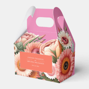 Garden Sunrise Pink Orange Moderne Blumenhochzeit Geschenkschachtel