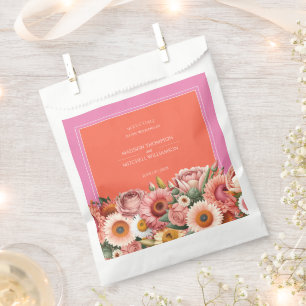 Garden Sunrise Pink Orange Moderne Blumenhochzeit Geschenktütchen