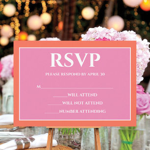 Garden Sunrise Pink Orange Watercolor Wedding RSVP Karte