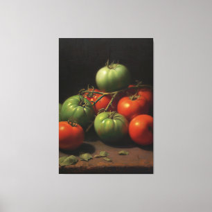 Garden Symphony: Rotes und grünes Tomatensalat Leinwanddruck