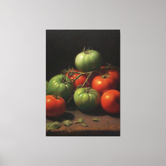 Garden Symphony: Rotes und grünes Tomatensalat Leinwanddruck (Vorderseite)