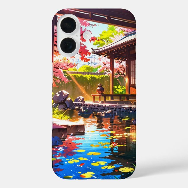 Garden Tea House - Entspannen im Frühling iPhone 16 Hülle (Rückseite)