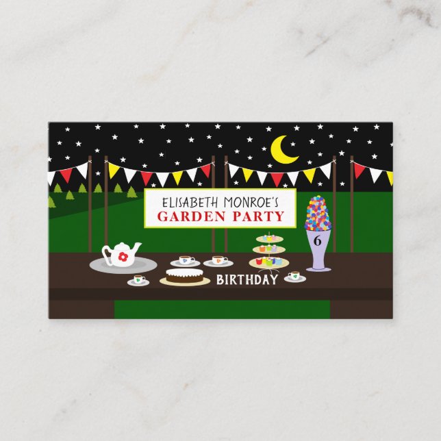Garden Tea Party, Kinder-Geburtstagsparty Begleitkarte (Vorderseite)